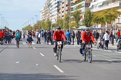 Medical support team members on bicycles are the only cyclists allowed at many major marathons